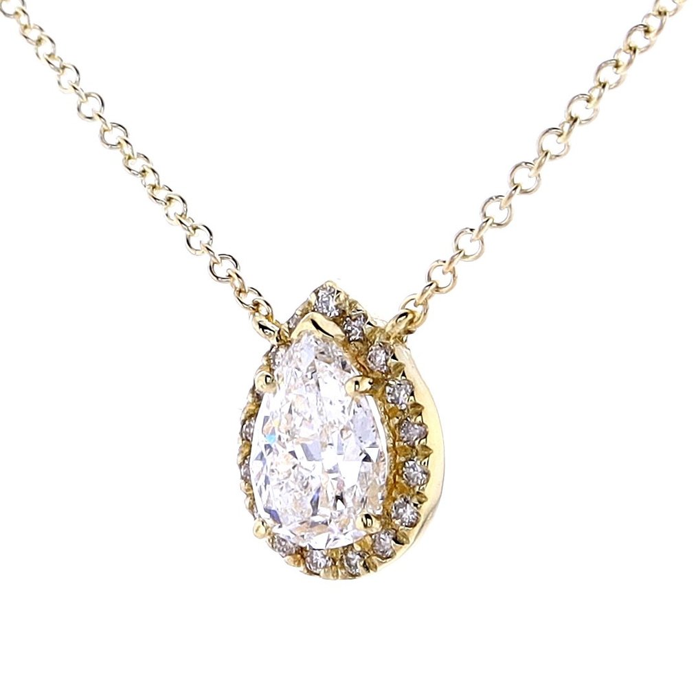 Necklace with pendant - 14 kt. Yellow gold -  1.39 tw. Diamond  (Natural) - Diamond #1.2