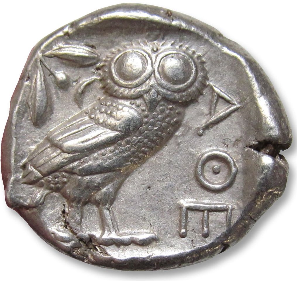 Attika, Athen. Tetradrachm 454-404 B.C. - great example of this iconic coin, large part of the crest visible - #1.1