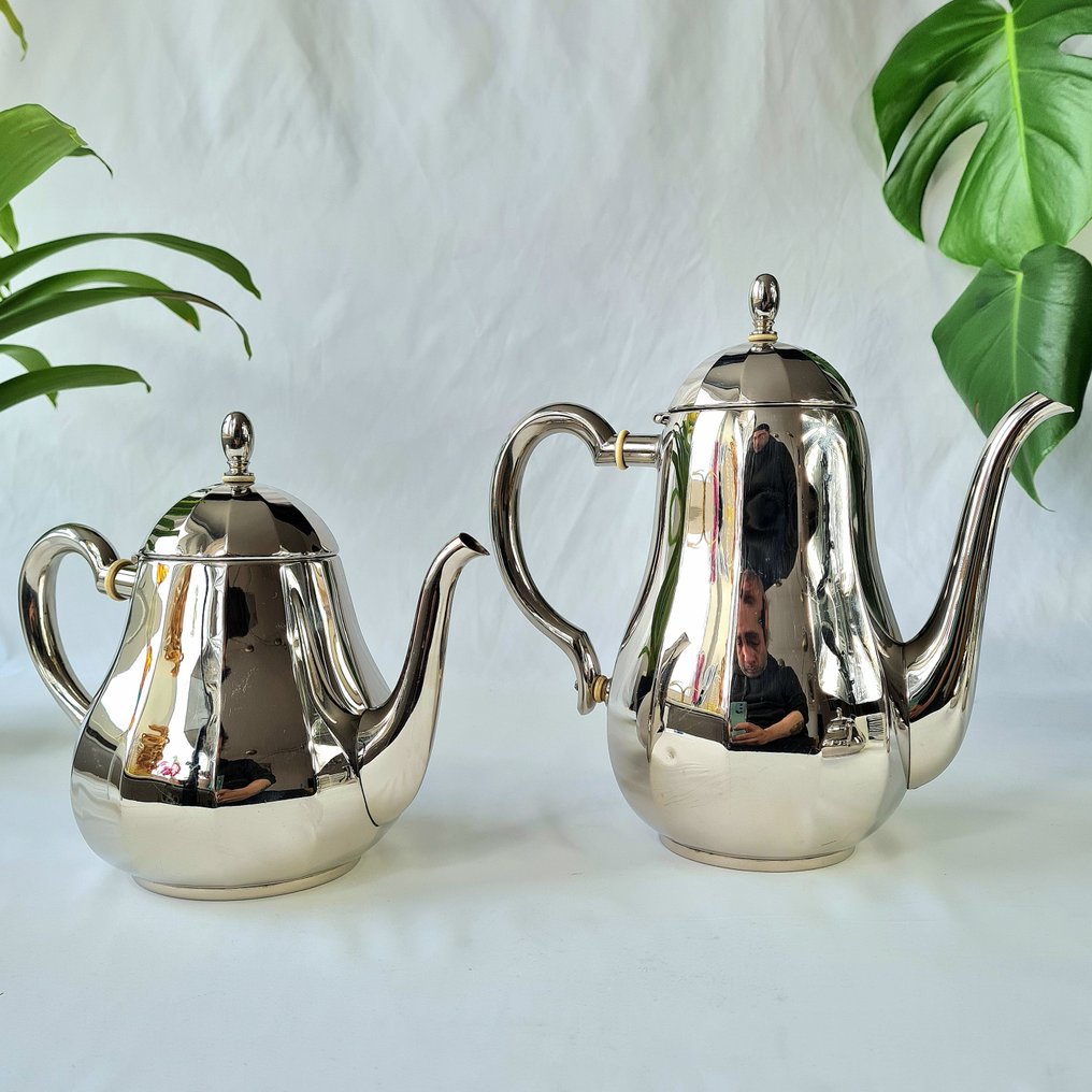 WMF / Geislingen - 咖啡及茶水用具 (4) - Art Deco - 镀银, 黄铜 #1.2
