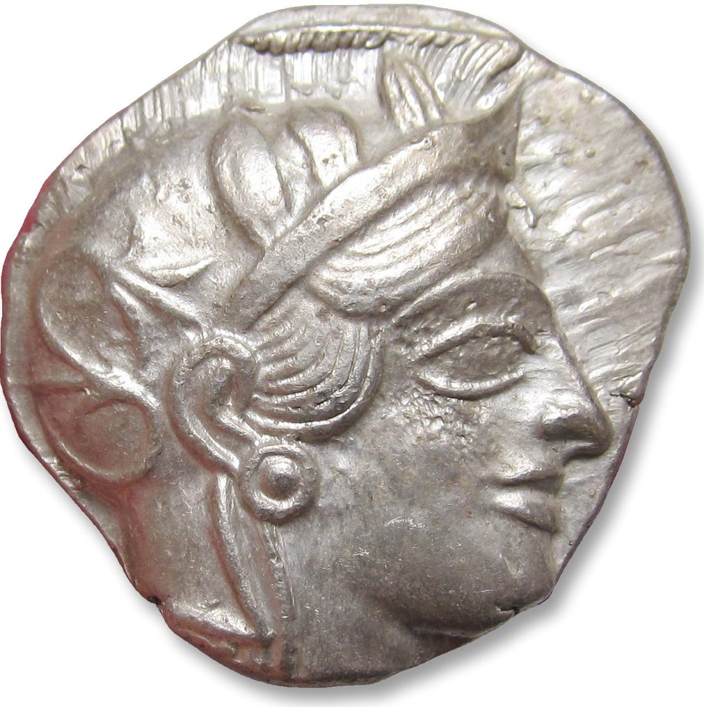 Attica, Atenas. Tetradrachm 454-404 B.C. - great example, large part of crest visible - #1.1