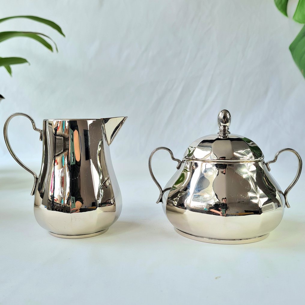 WMF / Geislingen - Kaffe og te service (4) - Art Deco - Forgyldt sølv, Messing #2.1