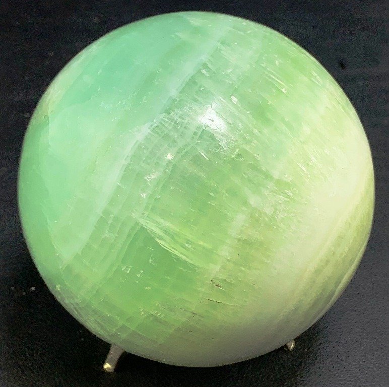 天然獨特的開心果帶狀方解石 治療球體 - 高度: 100 mm - 闊度: 100 mm- 1485 g - (1) #1.2