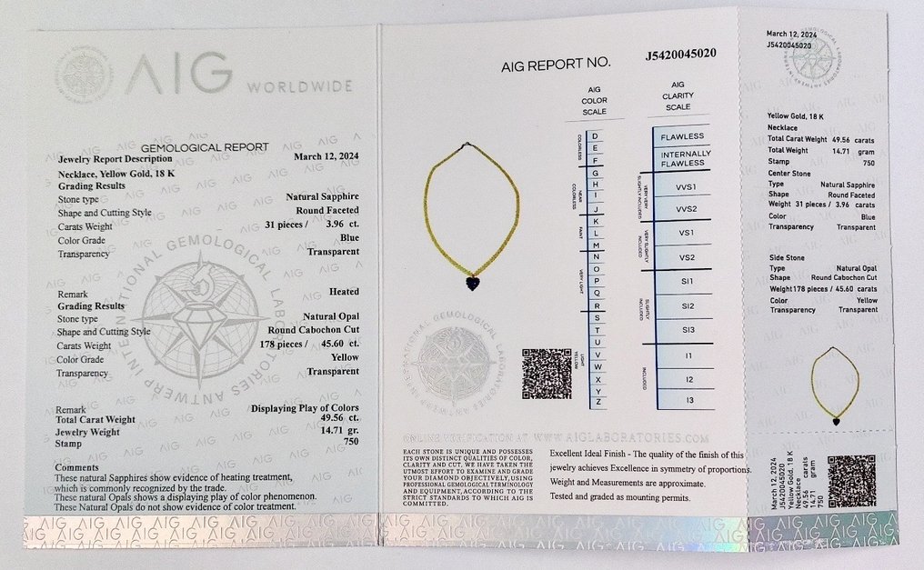 戒指 - 18 克拉 黃金 -  45.60ct. tw. 蛋白石 #2.1