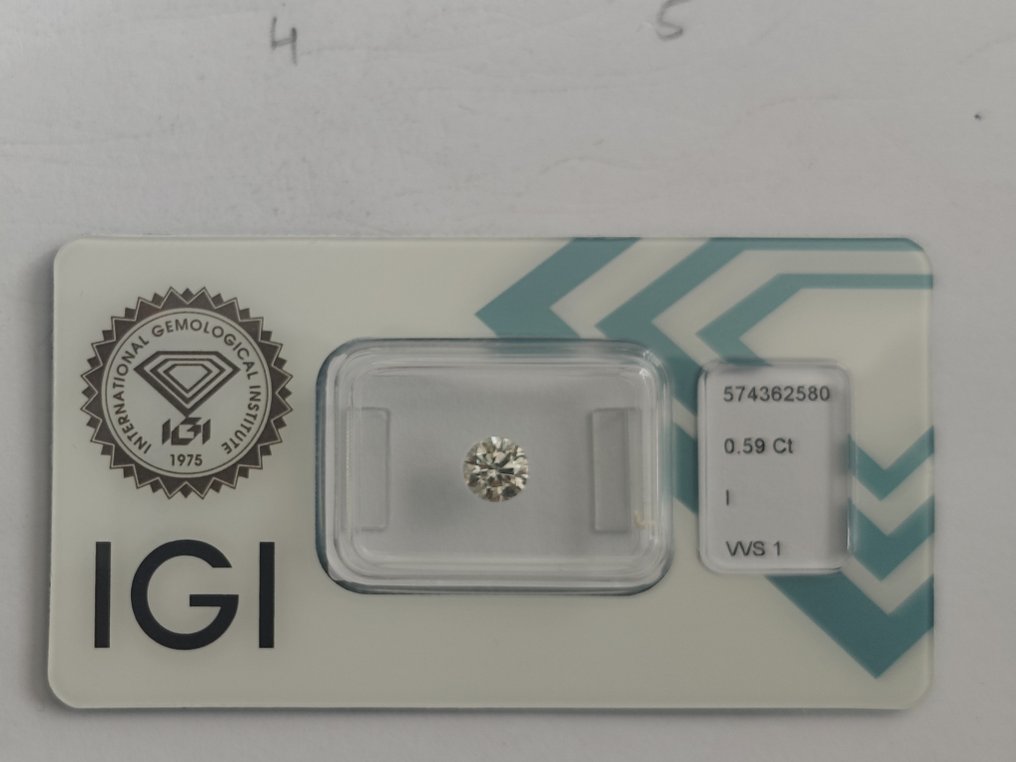 1 pcs Diamant - 0.59 ct - Rund - I - VVS1 #1.1