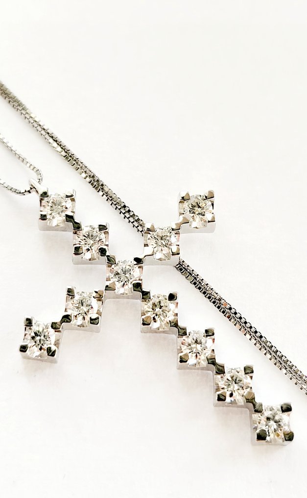 Halskette mit Anhänger - 18 kt Weißgold -  1.32ct. tw. Diamant  (Natürlich) #1.2