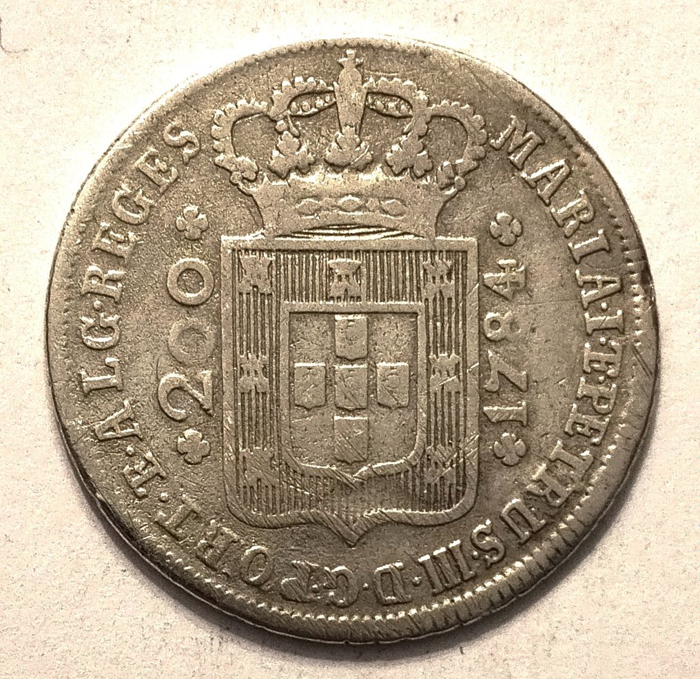 Portugália. D. Maria & D. Pedro III (1777-1786). 12 Vinténs (240 Réis) - 1784 - Coroa Alta #1.1