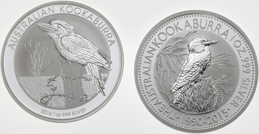 澳大利亞. 1 Dollar 2015/2016 Kookaburra, 2x1 Oz (.999) #1.1