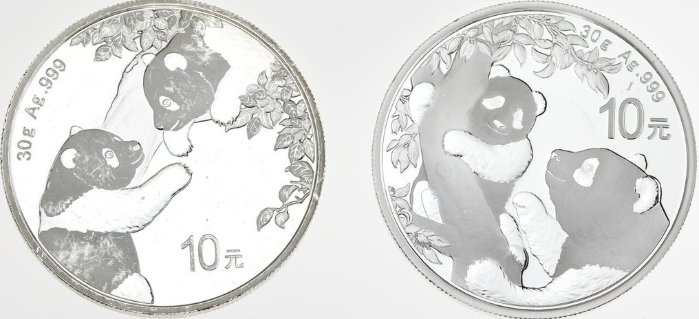 China. 10 Yuan 2021/2023 Panda, 2x30g (.999) #1.1