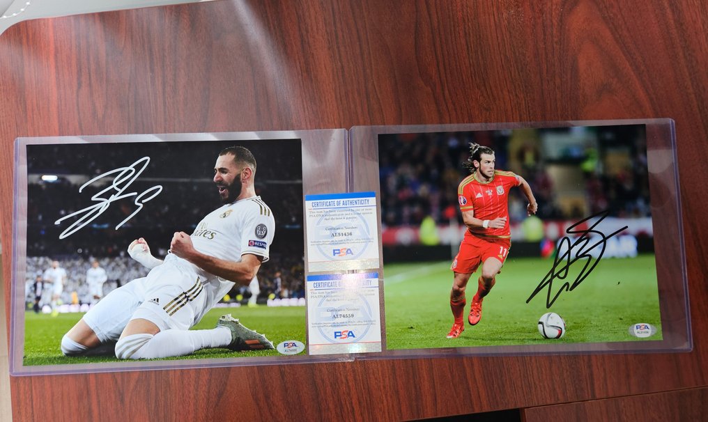 Real Madrid - Karim Benzema + Gareth Bale - Fotografias assinadas (20x25cm) Autógrafo autêntico PSA (Ultimate  #1.1