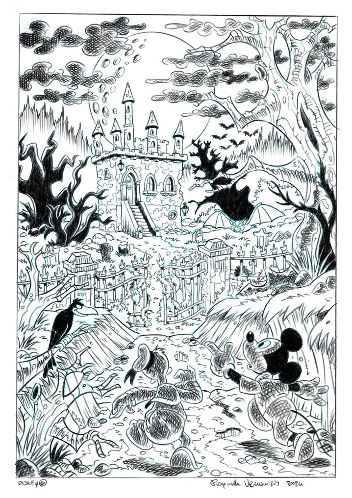Venanzio, Pasquale - Original drawing - Mickey and Donald  in Transylvania #2.1