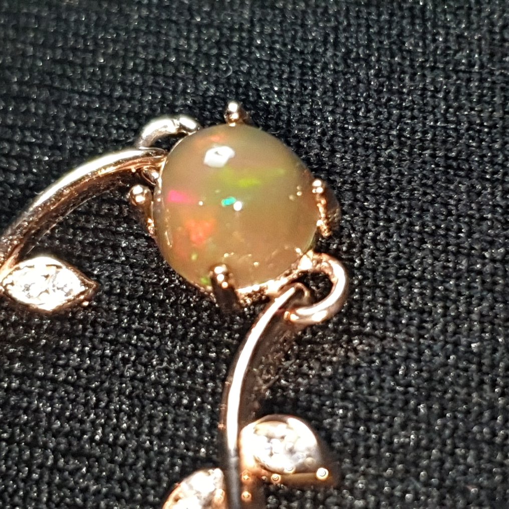 S925 sølvarmbånd, rosa guld, ubehandlede welo opaler Smykker - Højde: 210 mm - Bredde: 6 mm- 3.54 g - (1) #2.1
