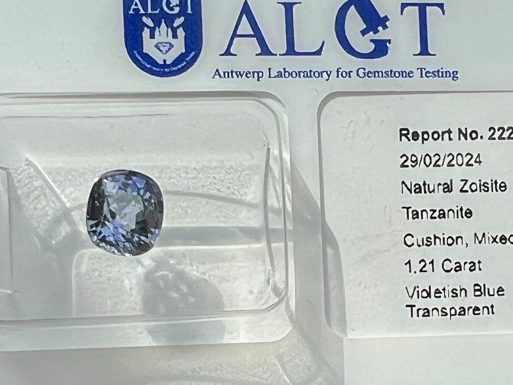 紫罗兰色, 蓝色 坦桑石  - 1.21 ct - 安特卫普宝石检测实验室（ALGT） - 紫蓝色 #3.2