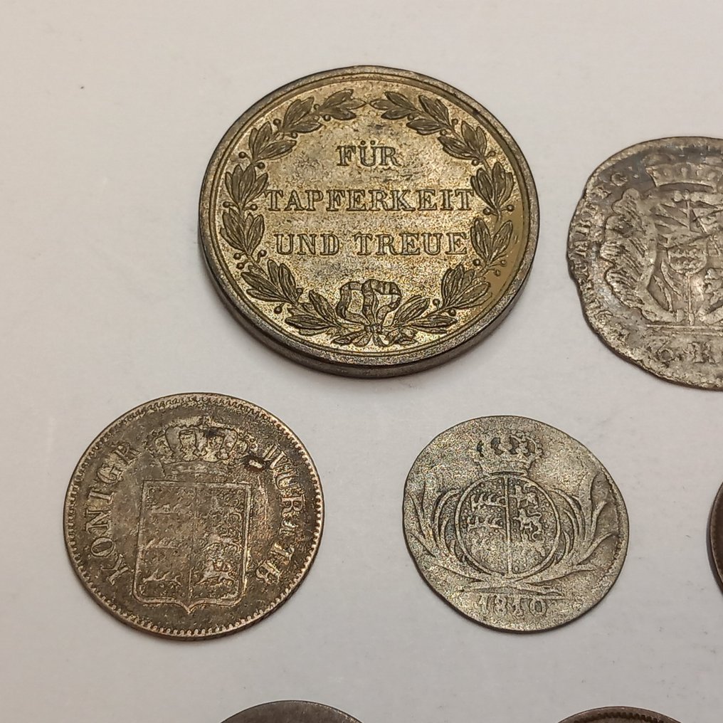 德国， 符腾堡州. 10 Münzen/Medaillen ex. 1749 - 1870 #2.1