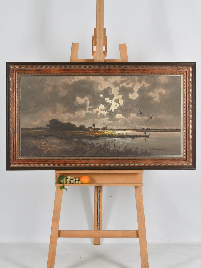 Jos van Dijk (1913-2000) - River by night [cm 67x117] #2.1
