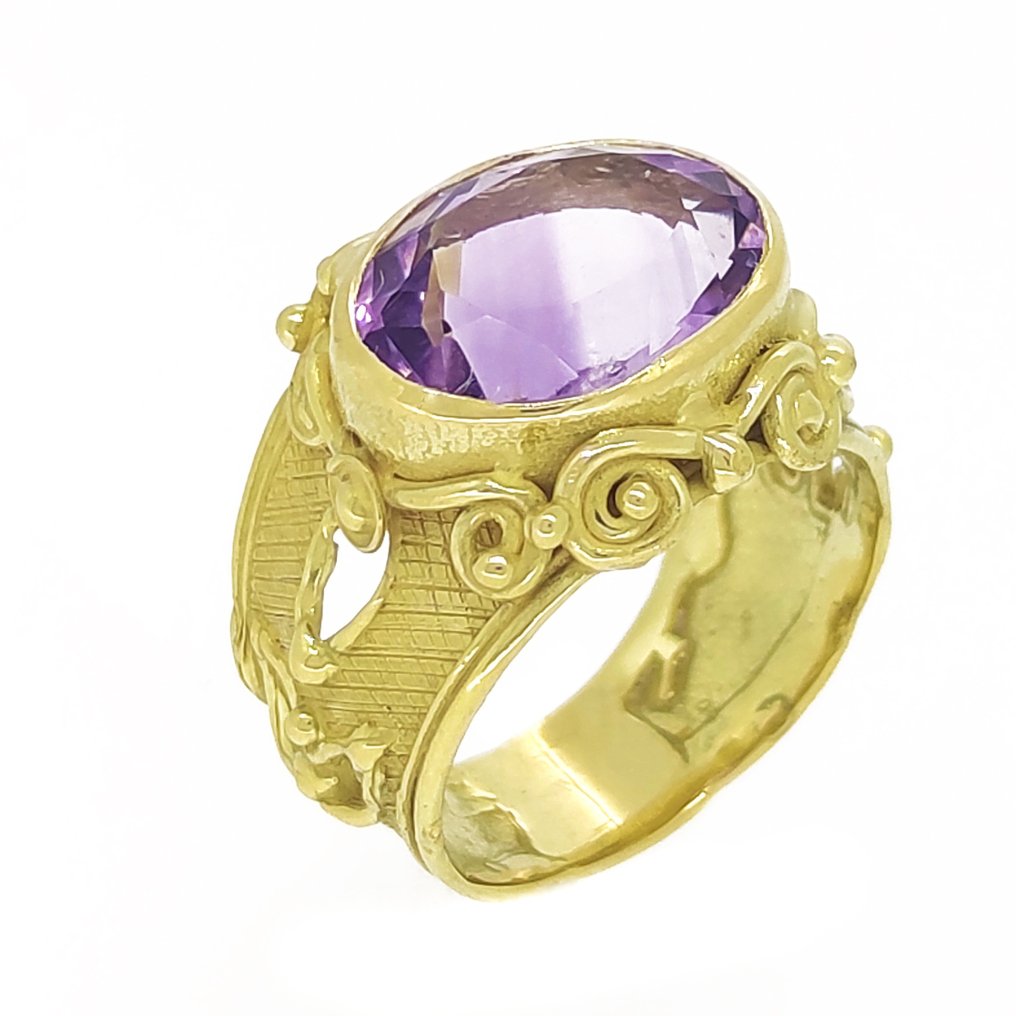 戒指 - 18 克拉 黃金 -  5.00 tw. 紫水晶 #1.1