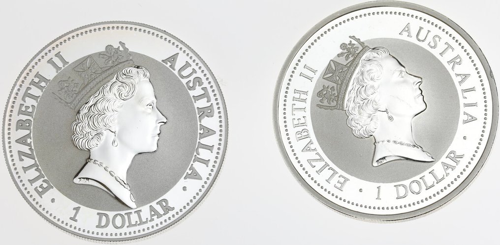 Austrália. 1 Dollar 1993/1994 Kookaburra, 2x1 Oz (.999) #2.1