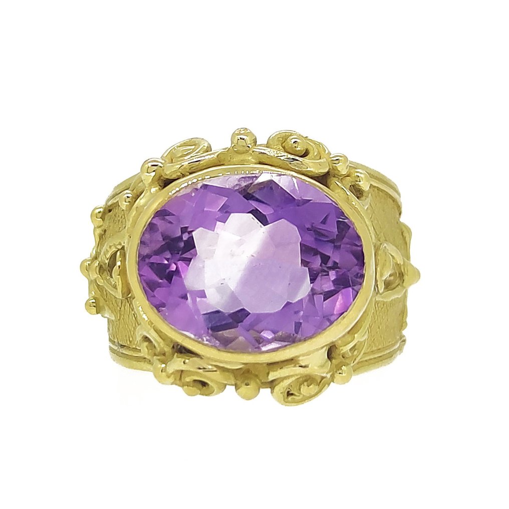 戒指 - 18 克拉 黃金 -  5.00 tw. 紫水晶 #1.2
