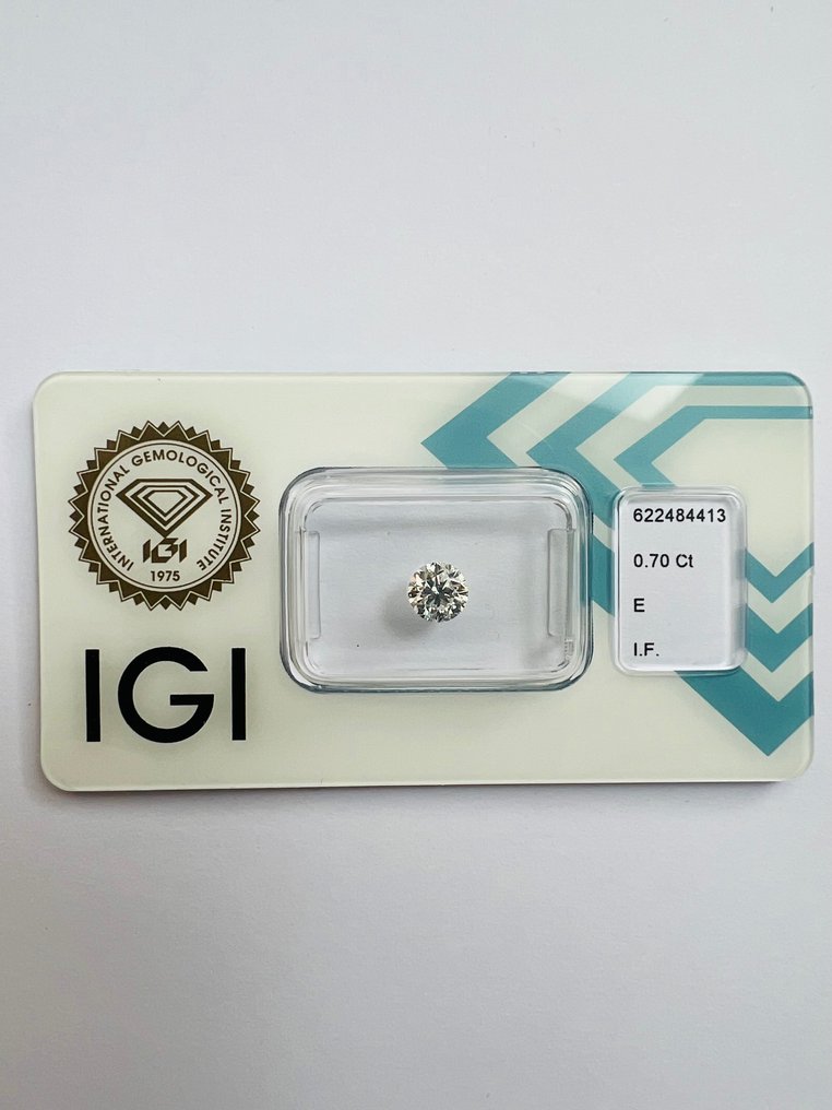 1 pcs Diamant  (Natural)  - 0.70 ct - E - IF - IGI (Institutul gemologic internațional) #1.1