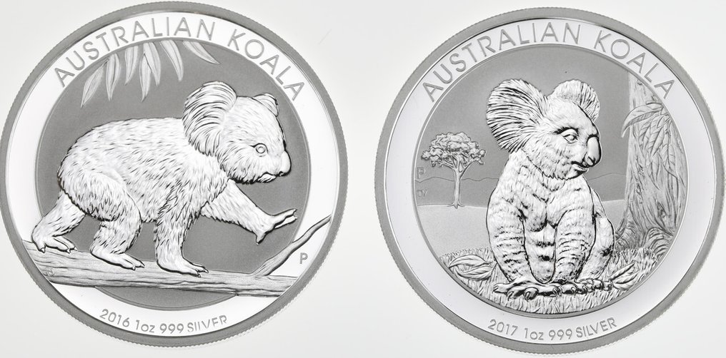 Austrália. 1 Dollar 2016/2017 Koala, 2x1 Oz (.999) #1.1