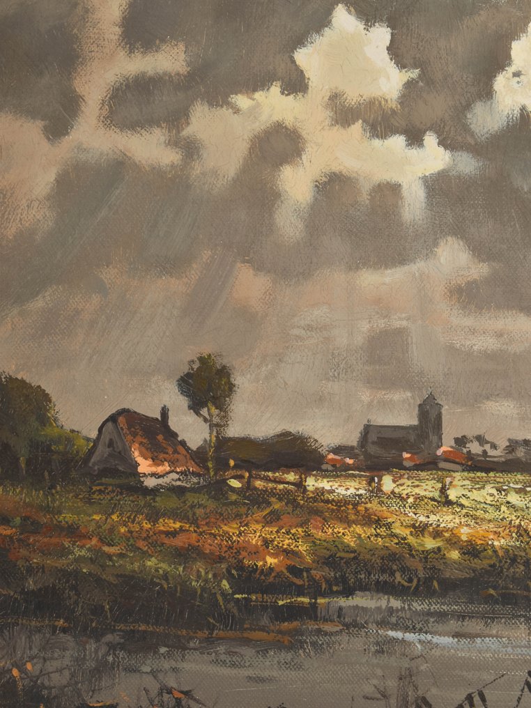Jos van Dijk (1913-2000) - River by night [cm 67x117] #2.2