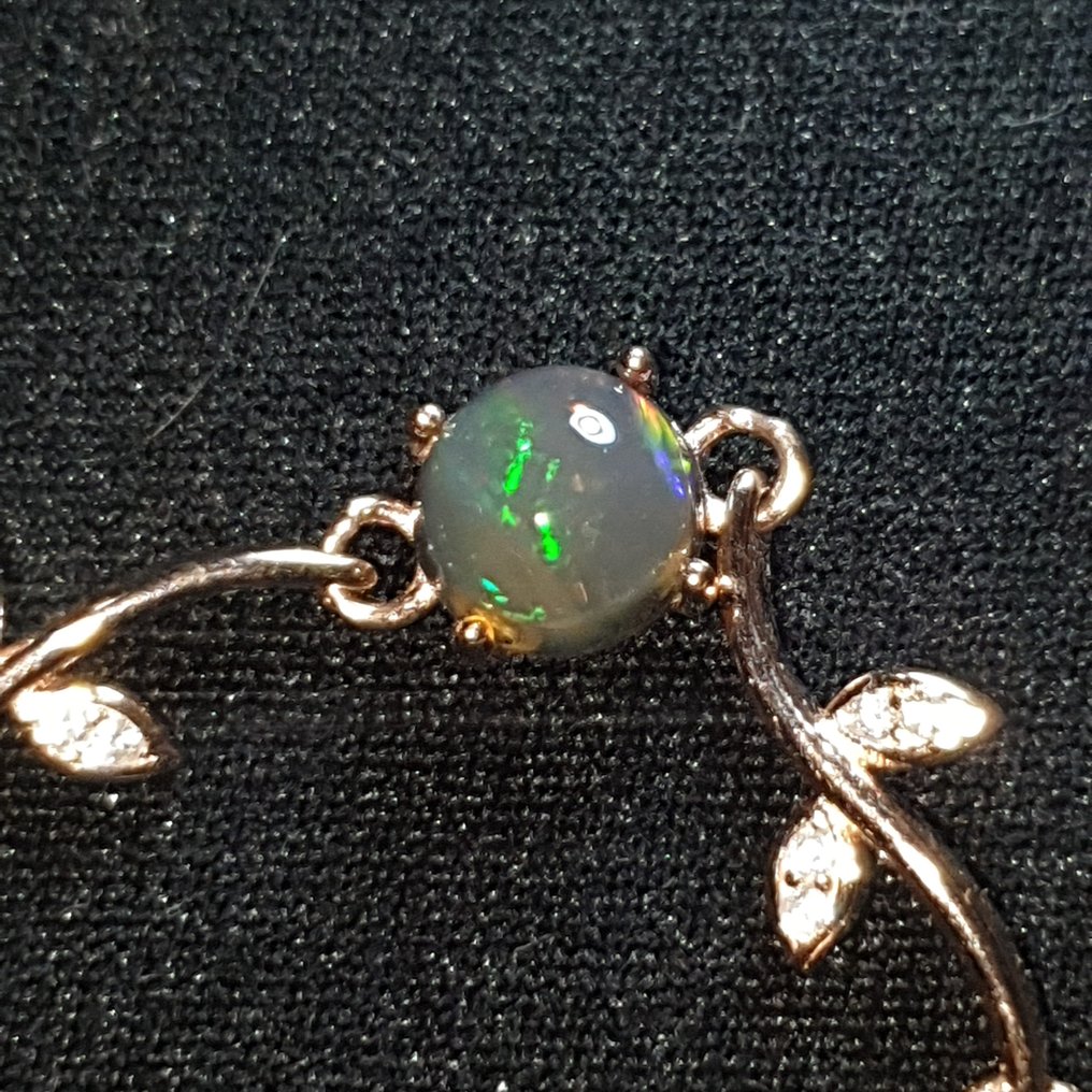 S925 银手链，玫瑰金，未经处理的韦洛蛋白石 珠宝 - 高度: 210 mm - 宽度: 6 mm- 3.54 g - (1) #1.2