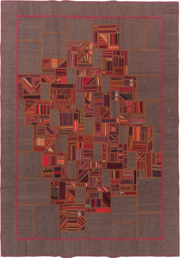 Kilim fin patchwork neuf pièce unique persane - Tapis - 3 cm - 2 cm #2.1
