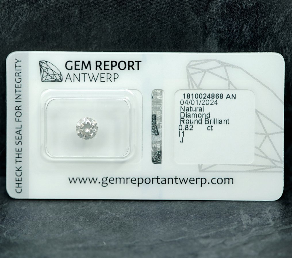 Zonder minimumprijs - 1 pcs Diamant  (Natuurlijk)  - 0.82 ct - J - P1 - Gem Report Antwerp (GRA) #1.0