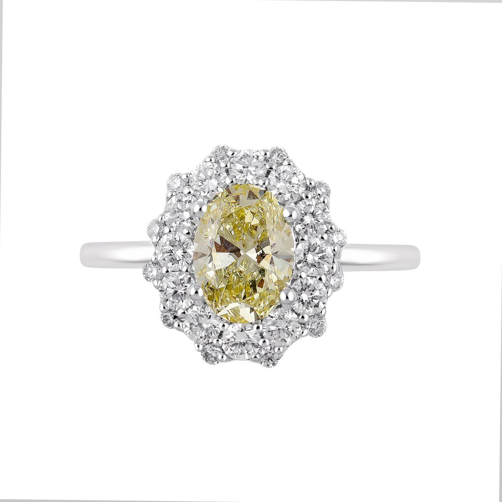 Ring White gold -  1.69ct. tw. Yellow Diamond  (Lab-grown) - Diamond #2.1