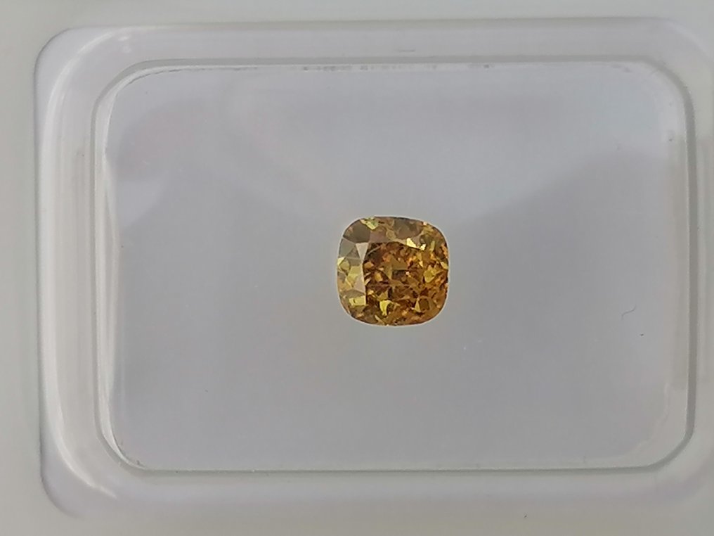1 pcs 钻石 - 0.50 ct - 枕形 - 浓彩橙黄 - SI2 微内含二级 #1.1