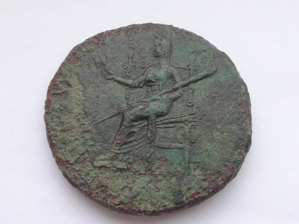 Empire romain. Extremely rare Agrippina Junior, Augusta, 50-59.. Dupondius #3.1