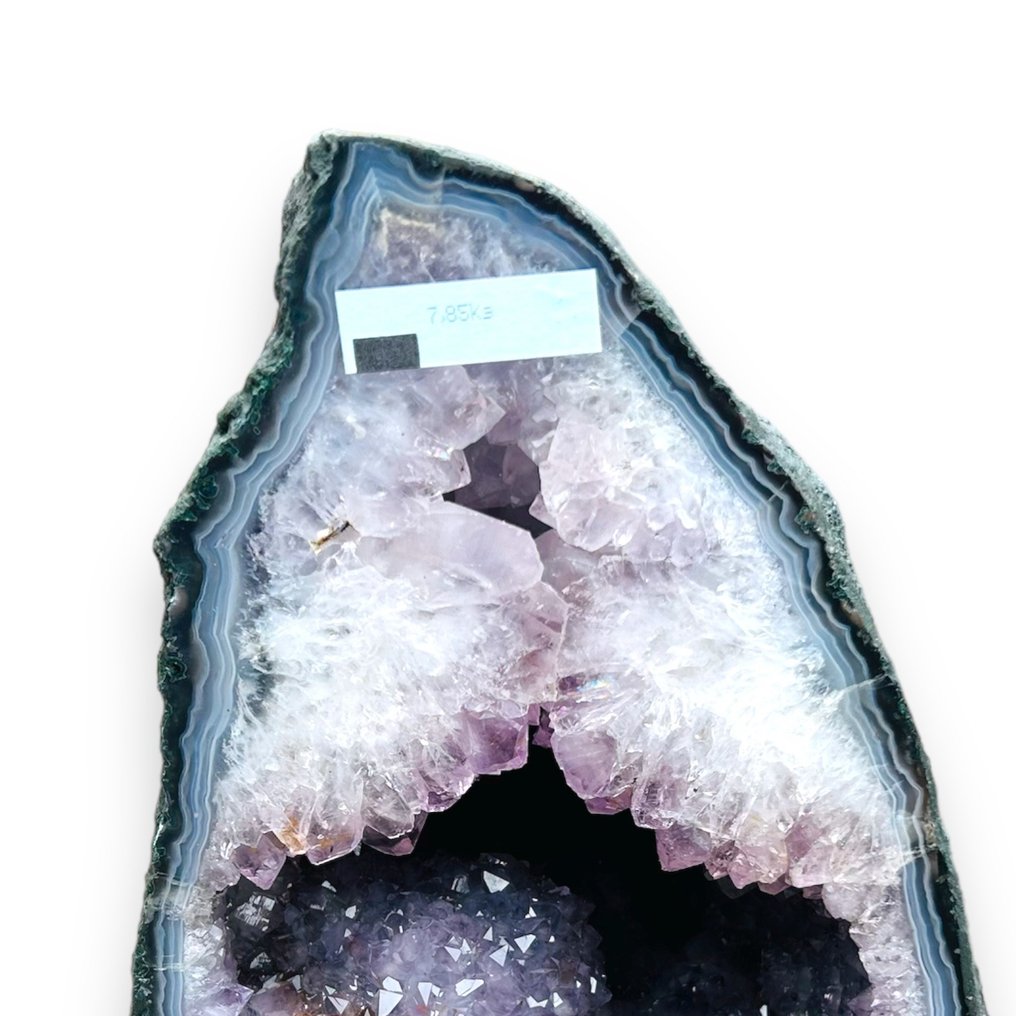 Smuk og naturlig Ametyst Geode med fantastisk Agat Edge Geode - Højde: 23 cm - Bredde: 19 cm- 7.85 kg #1.2