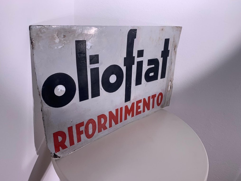 Oliofiat - Letrero publicitario - Señal de doble cara - Metal #2.2