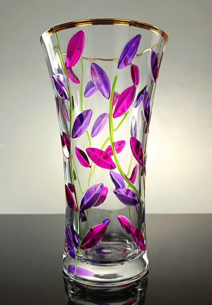 Secoloventesimo - 花瓶 -  Spring Leaves Vase - 24K金 - 手工装饰的花瓶，用金和颜料。 #2.1