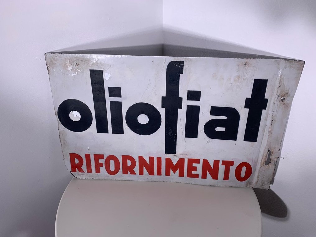 Oliofiat - Letrero publicitario - Señal de doble cara - Metal #2.3