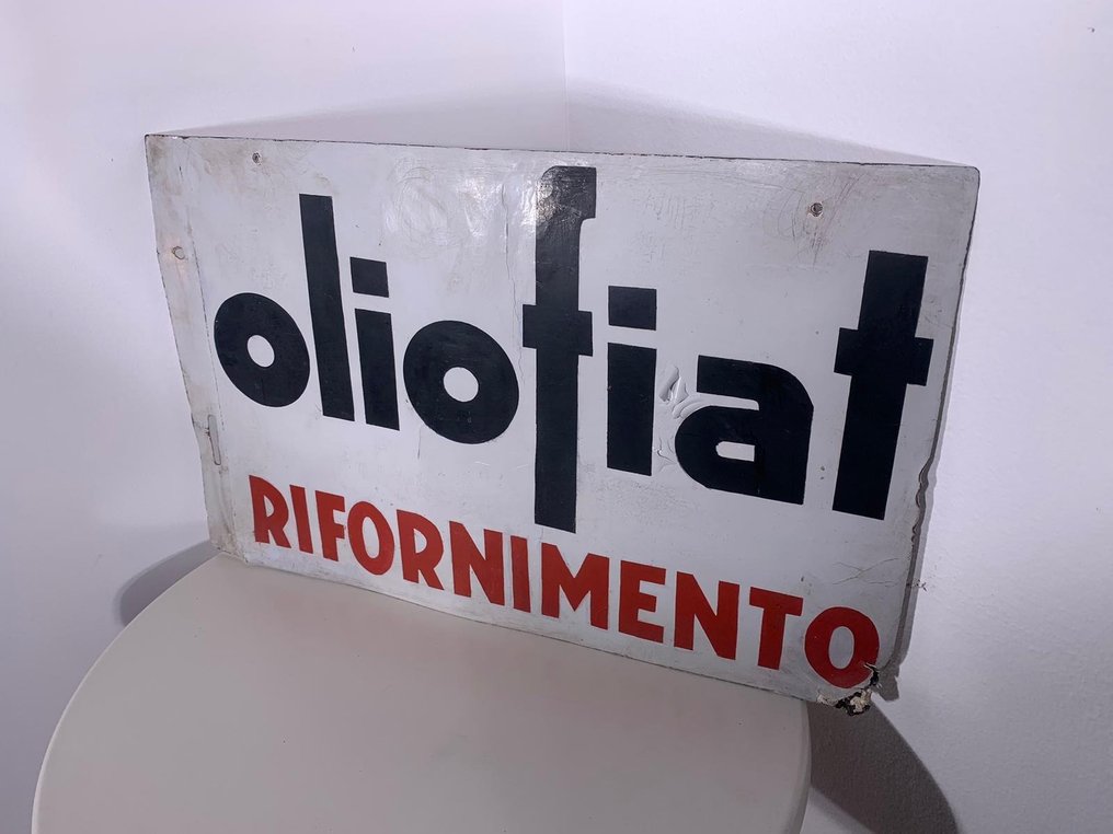 Oliofiat - Letrero publicitario - Señal de doble cara - Metal #3.2