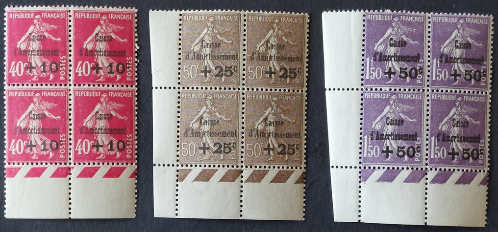 França 1930 - Sinking Box, a série em blocos de 4 - Yvert 266-68 #1.1
