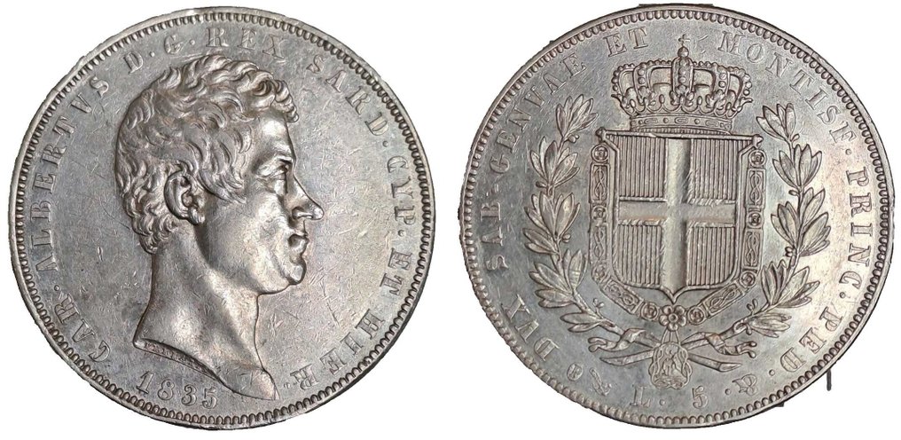 Italien, Königreich Sardinien. Carlo Alberto di Savoia (1831-1849). 5 Lire 1835 - Genova #2.1
