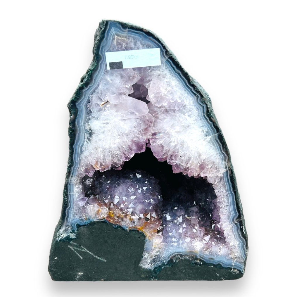 Smuk og naturlig Ametyst Geode med fantastisk Agat Edge Geode - Højde: 23 cm - Bredde: 19 cm- 7.85 kg #1.1