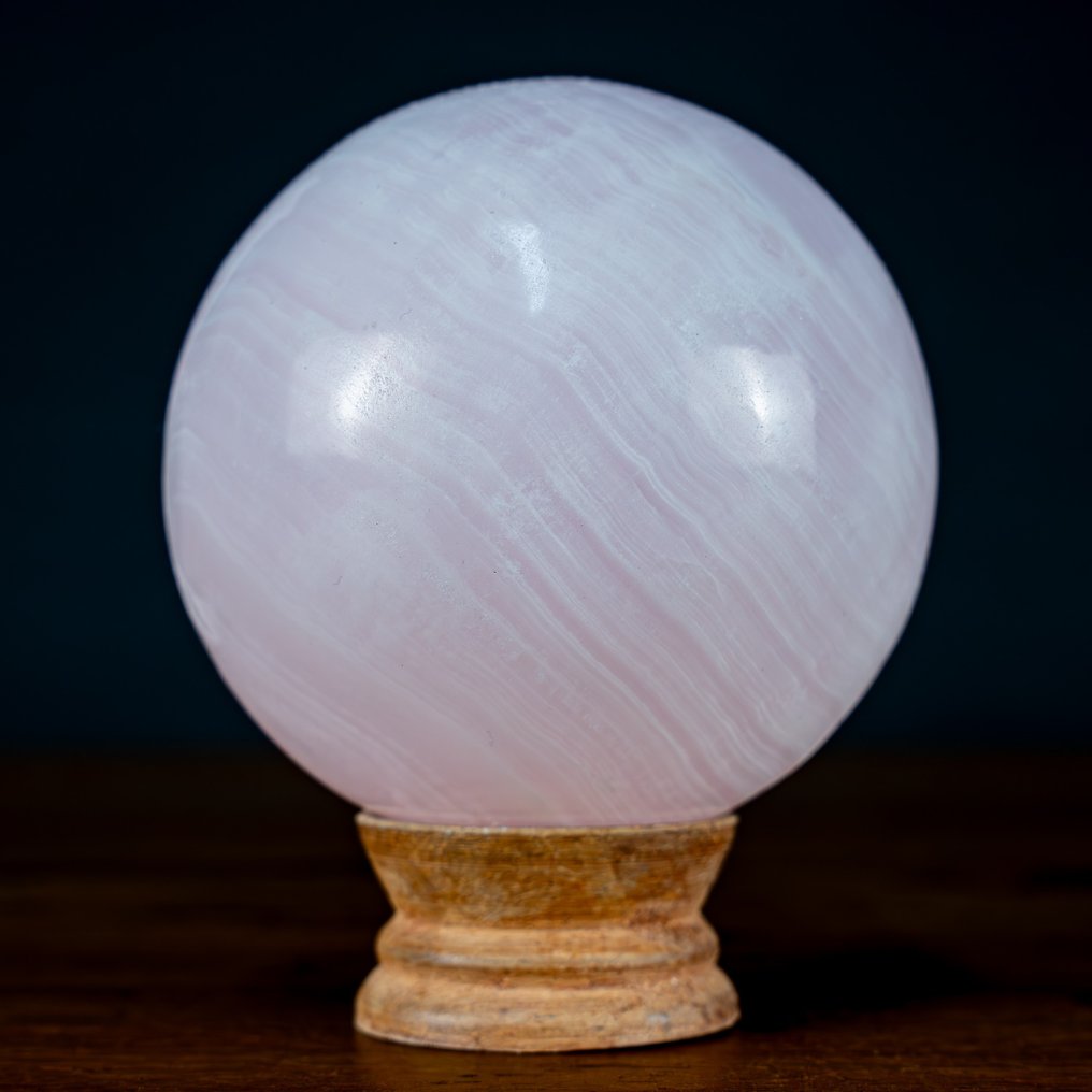 Esfera de cristal de calcita rosa de manganeso natural,alta fluorescencia, De Pakistán- 992.18 g #2.1