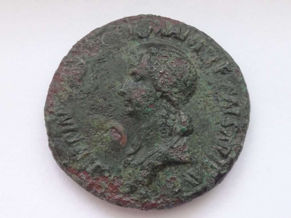Romarriket. Extremely rare Agrippina Junior, Augusta, 50-59.. Dupondius #2.2
