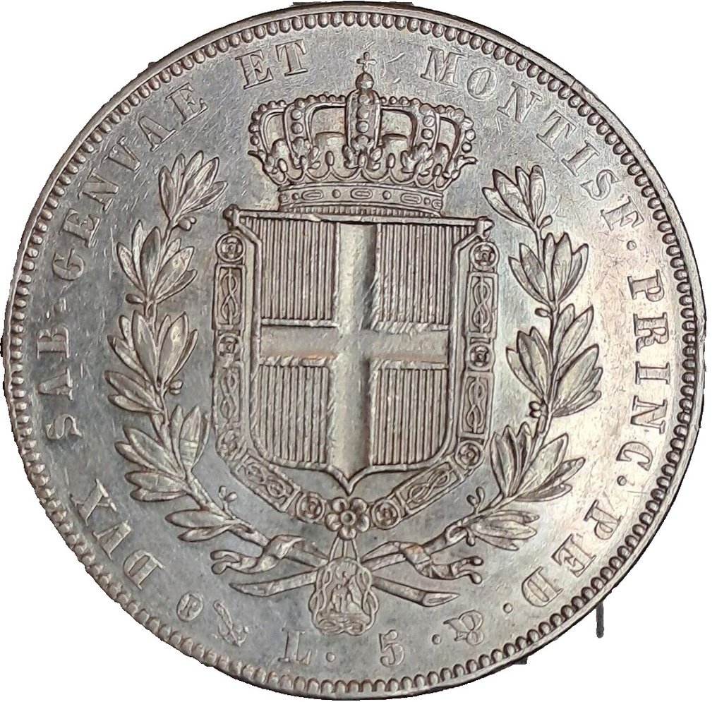 意大利， 撒丁岛王国. 卡洛·阿尔贝托·迪·萨沃亚 （1831-1849）. 5 Lire 1835 - Genova #1.2