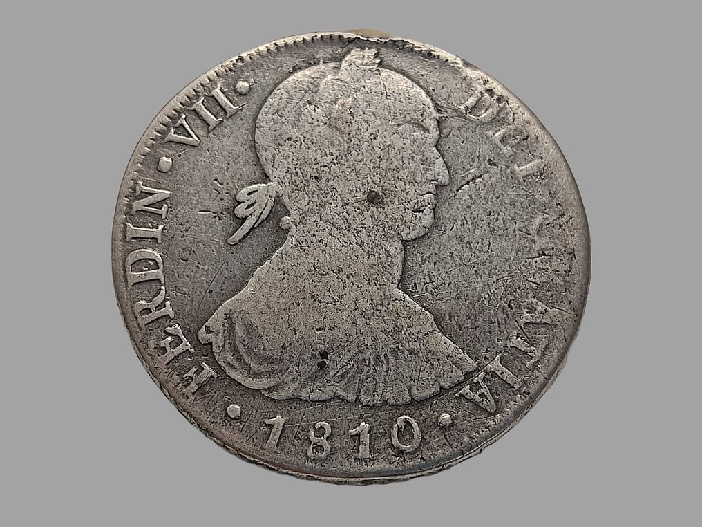 España. Fernando VII (1813-1833). 8 Reales 1810 Lima JP. Busto indígena. #1.1