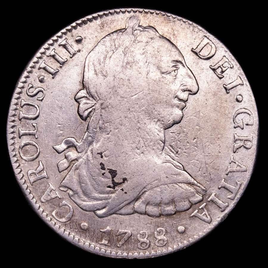 Spagna. Carlos III (1759-1788). 8 Reales Acuñada en la ceca americana de México (Mo) en el año 1788. Ensayador F·M.  (Senza Prezzo di Riserva) #1.1
