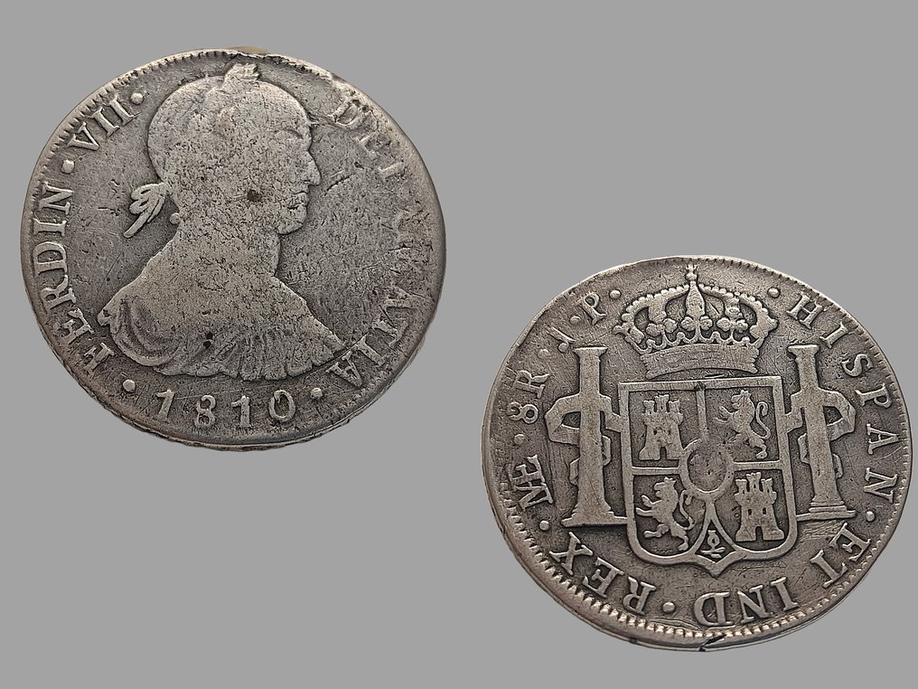 Spania. Fernando VII (1813-1833). 8 Reales 1810 Lima JP. Busto indígena. #2.2