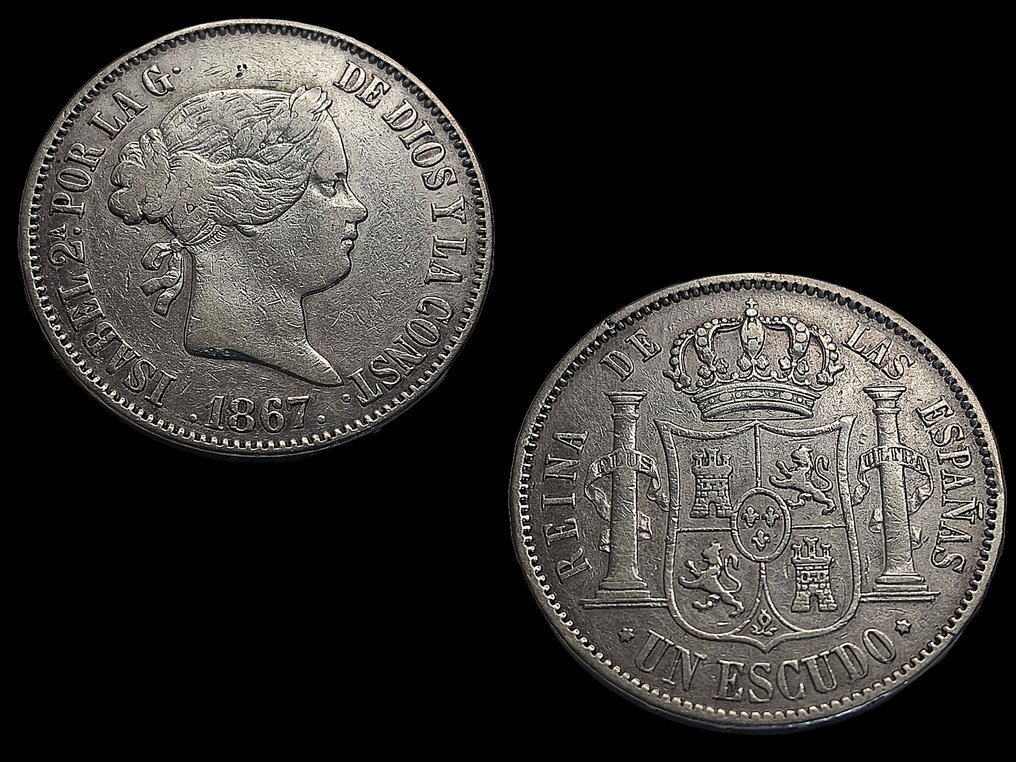 西班牙. Isabel II (1833-1868). 1 Escudo 1867 Madrid #2.2