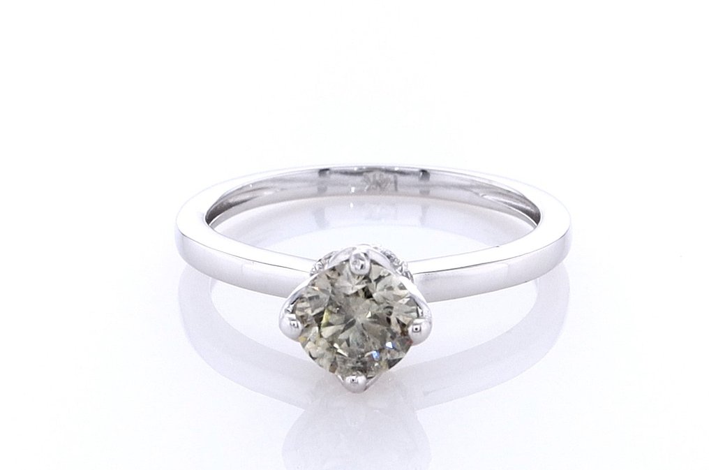 戒指 - 14K包金 白金 -  0.70ct. tw. 钻石  (天然) #1.1