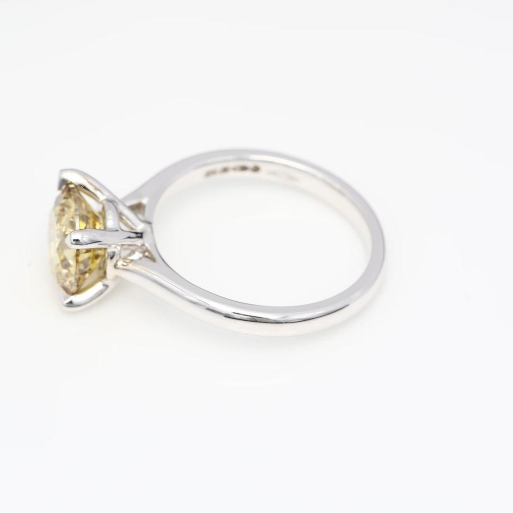 Sans Prix de Réserve - Bague - 18 carats Or blanc -  2.57ct. tw. Jaune Diamant  (Diamant de laboratoire de couleur fantaisie) #3.2