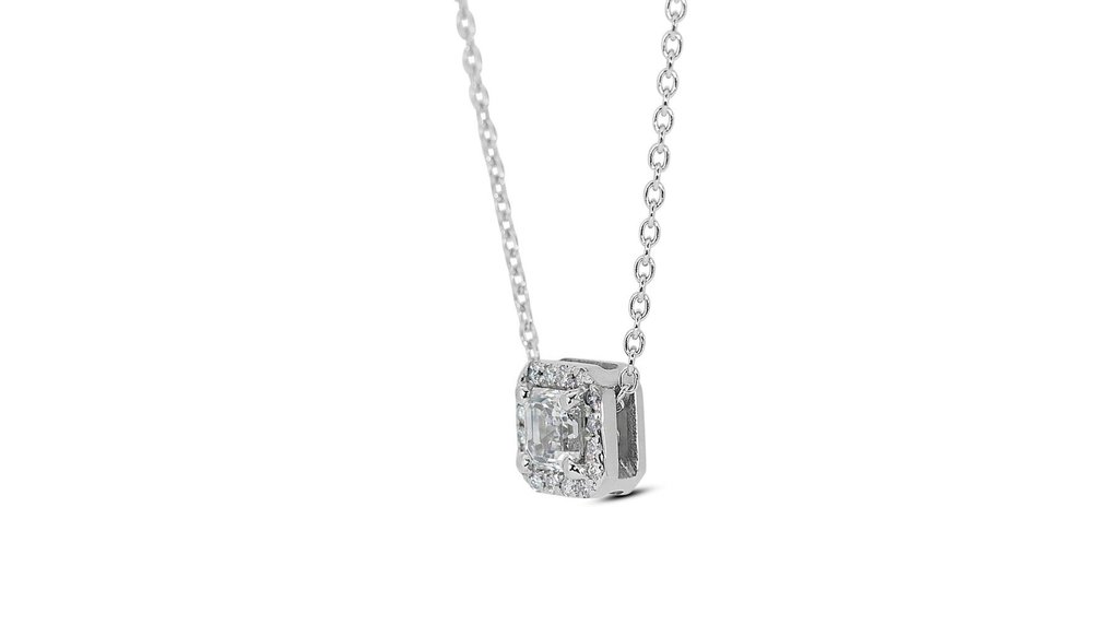 - 0.91 Total Carat Weight - - Collier avec pendentif - 18 carats Or blanc -  0.91 tw. Diamant  (Naturelle) - Diamant #3.1