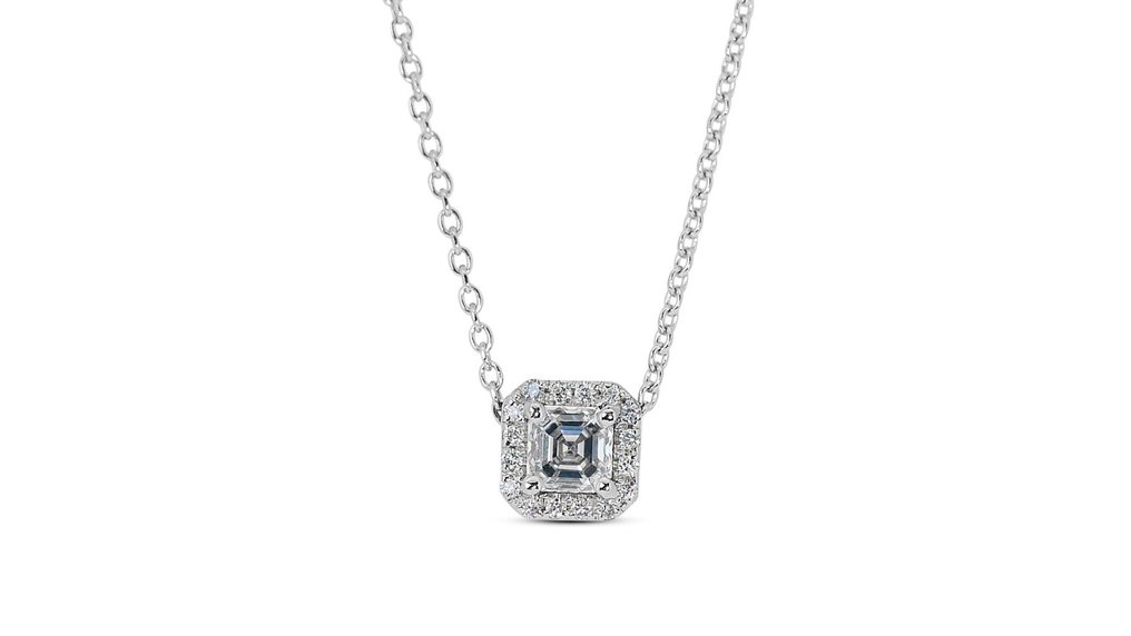 - 0.91 Total Carat Weight - - Collier avec pendentif - 18 carats Or blanc -  0.91 tw. Diamant  (Naturelle) - Diamant #1.1