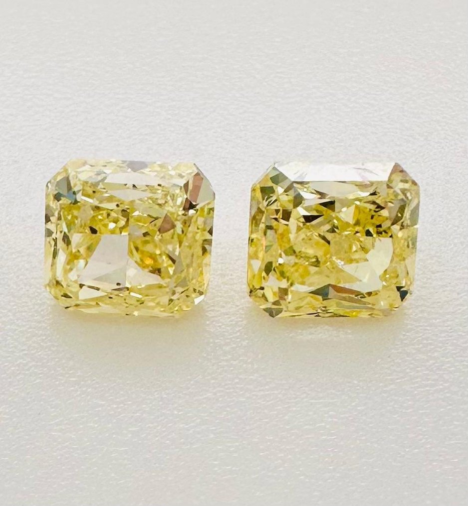 2 pcs Diamant - 1.52 ct - Brillant - fancy yellow - Non mentionné sur le certificat #1.1